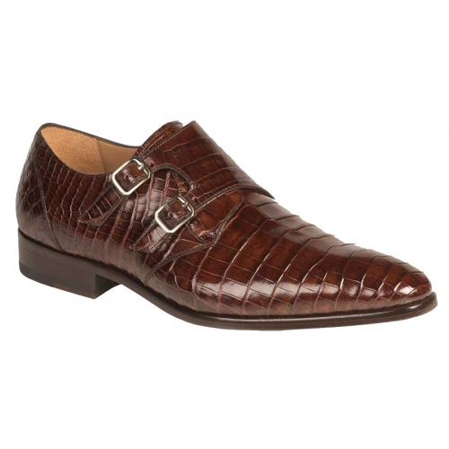 Mezlan "Agra" 4145-J Sport Rust Genuine Alligator With Double Monk Strap Loafer Shoes.